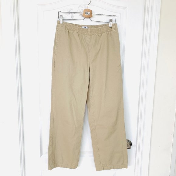 Aritzia Tna Christie Pant Mid-rise cotton twill wide leg, sz M, Olive Beige - Picture 2 of 5